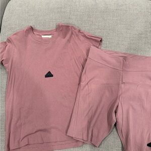 Adidas Dusty Rose Tee and Shorts Set